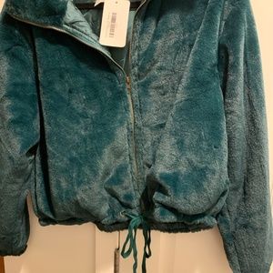 Green Faux Fur bomber jacket